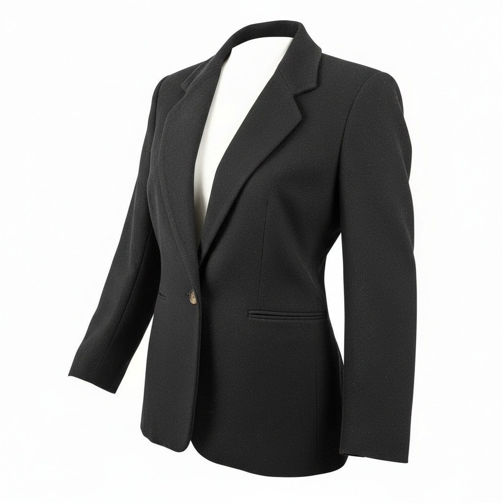 Harve Benard Womens‎ Black Single Button Structured Blazer Jacket Professional
